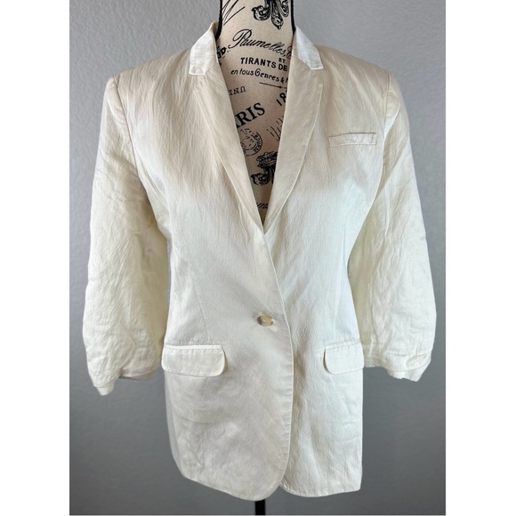 Elizabeth and James White Ruched Short Sleeved Blazer Jacket, Small / 6 US - Picture 2 of 13